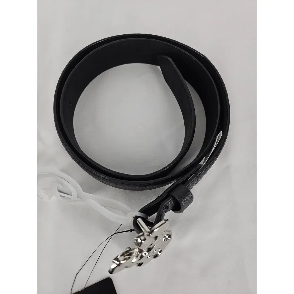 DISNEY 2024 MINNIE MOUSE BLACK VEGAN LEATHER BELT – POLISHED BOW BUCKLE - SIZE M